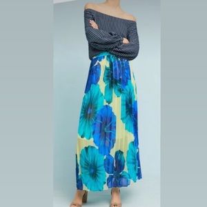 Eva Franco Anthropologie pleated floral maxi skirt
